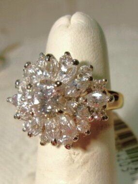 CZ fancy Cluster Ring with 18K Plating